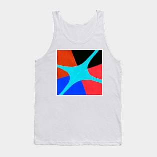 Inverted Blue Orange Black Geometric Abstract Acrylic Painting Tank Top